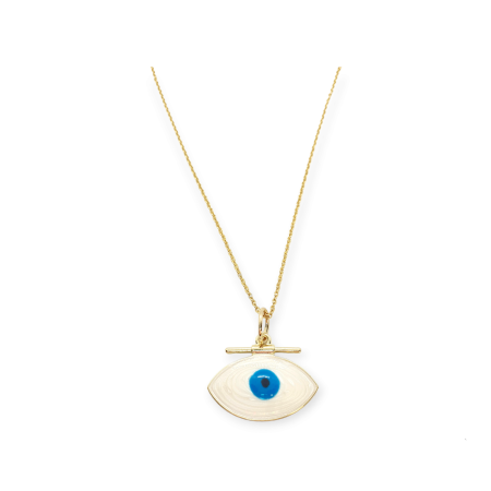 necklace steel gold long chain with eye